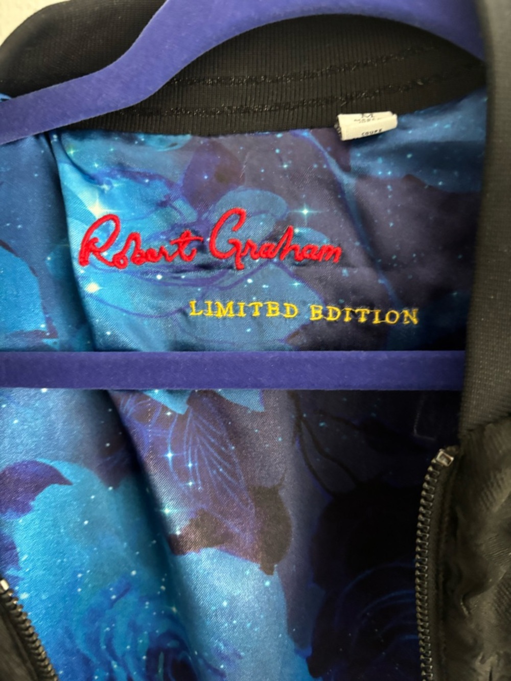 Robert Graham Blue and Red Embroidered Floral Jacket Lining